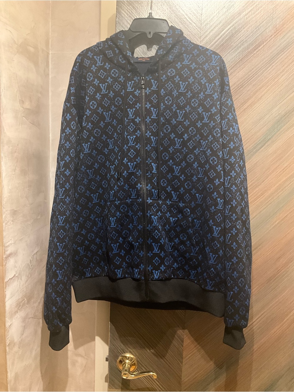 Louis Vuitton Black & Blue Monogram Zip-Up Hoodie